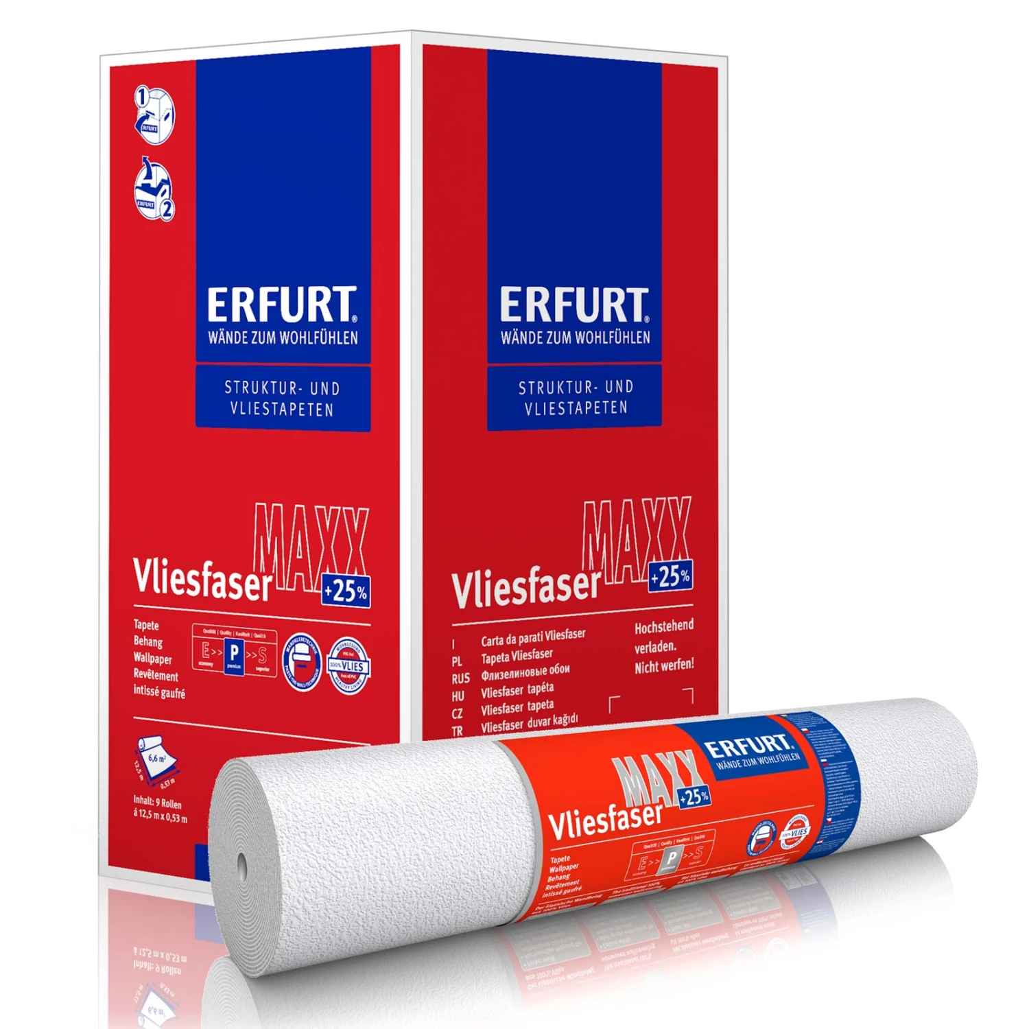 9 Rollen Erfurt Vliesfaser Maxx Square 225 Premium 59,63m² 1 9 Rollen Erfurt Vliesfaser Maxx Square 225 Premium 59,63m²