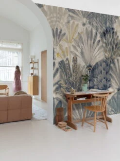 Digitaldruck Fächer Blattmuster Blau Beige Grau ML2901 -Home Wallpaper Store Digitaldruck Faecher Blattmuster Blau Beige Grau ML2901 63217718 1