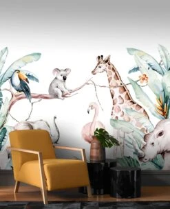 Premium Fototapete Wald Tiere Mehrfarbig 253313