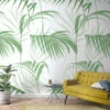 Fototapete Vlies Blätter Palmen Floral Grün Weiß 47209