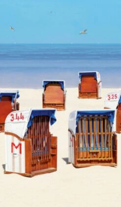 Fototapete Vlies Strand-Körbe See Blau Braun Beige 47218 -Home Wallpaper Store Fototapete Vlies Strand Koerbe See blau braun beige 47218 63210669