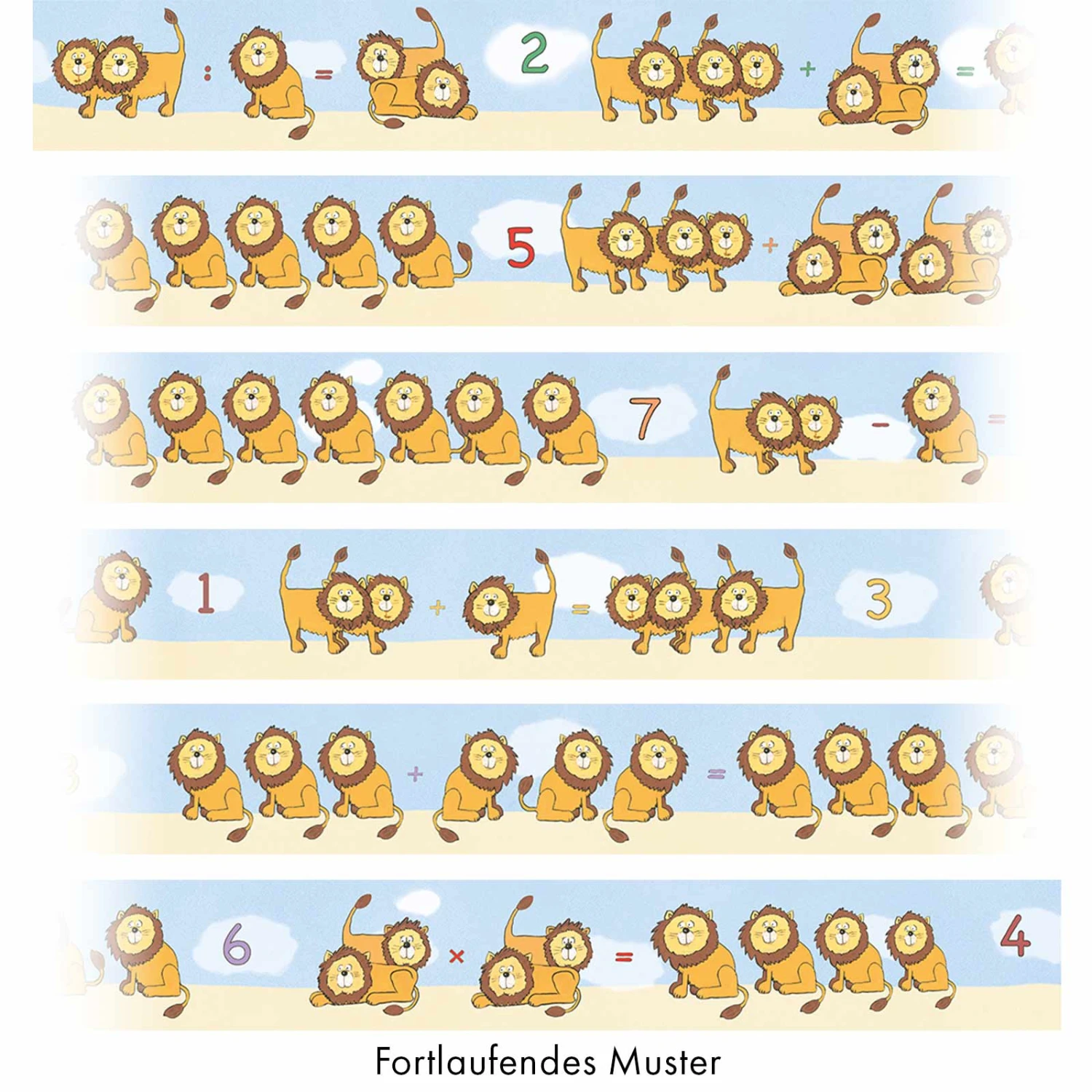 Kinderbordüre Löwen Zahlen Blau Braun Jonas Kötz 46521 2 Kinderbordüre Löwen Zahlen Blau Braun Jonas Kötz 46521 – Bild 2