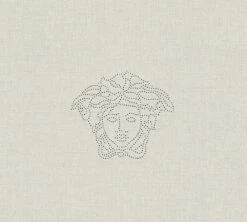Versace Home Tapeten Panel Medusa Leinen Grau-weiß 32950-1