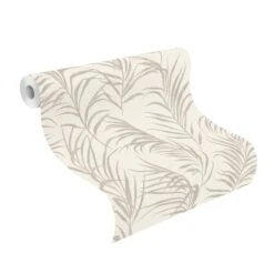 Tapete Barbara Home Collection Floral Blätter Weiß-Taupe -Home Wallpaper Store Tapete Barbara Home Collection Floral Blaetter Weiss Taupe 63212144 3