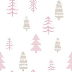 Tapete Kinder Baum Weiß Rosa 005464