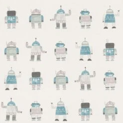 Vliestapete Kinder Roboter Türkis Grau 138938