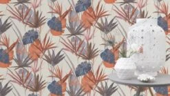 Barbara Home Vliestapete Blätter Weiß Blau Rot 536430 -Home Wallpaper Store Tapete Vlies 536430 Blaetter weiss blau rot 63203584 1