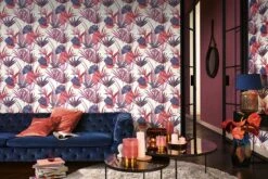 Barbara Home Vliestapete Blätter Weiß Blau Rot 536430 -Home Wallpaper Store Tapete Vlies 536430 Blaetter weiss blau rot 63203584 2