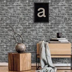 Tapete Vlies Backstein Wand Schwarz Grau 6318-15 -Home Wallpaper Store Tapete Vlies Backstein Wand schwarz grau 6318 15 63209911 7