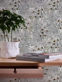A.S. Creation Tapete Vlies Blätter-Muster Weiß Grau Orange 37534-3 -Home Wallpaper Store Tapete Vlies Blaetter Muster weiss grau orange 37534 3 63204382 3