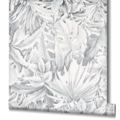 Tapete Vlies Floral Blätter Dschungel Grau Weiß 33308 -Home Wallpaper Store Tapete Vlies Floral Blaetter Dschungel grau weiss 33308 63210594 2