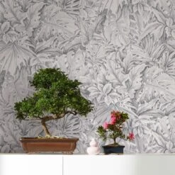 Tapete Vlies Floral Blätter Dschungel Grau Weiß 33308 -Home Wallpaper Store Tapete Vlies Floral Blaetter Dschungel grau weiss 33308 63210594 4
