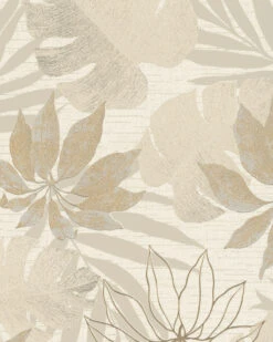 Tapete Vlies Floral Blätter Beige Gold Metallic 31602