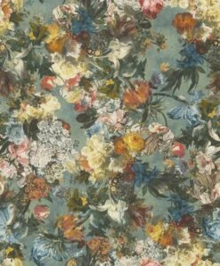 Tapete Vlies Blumen Blau Bunt Rasch Passepartout 605655