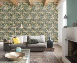 Tapete Vlies Blumen Blau Bunt Rasch Passepartout 605655 -Home Wallpaper Store Tapete Vlies Gebluemt blau Rasch Passepartout 60 2