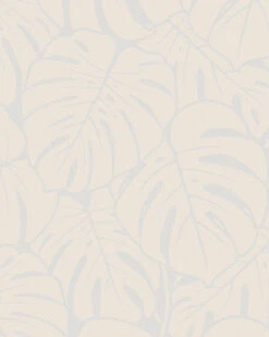 Tapete Vlies Große Blätter Silber Beige Glanz 6761-40