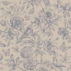 Tapete Vlies Blumen Vogel Beige-grau Rasch Florentine 449471