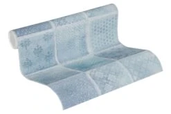 Tapete Vlies Neue Bude 37388-2 Kacheln Blau Weiss