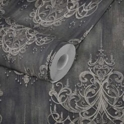 Tapete Vlies Ornamente Barock Anthrazit Gold 38096-4