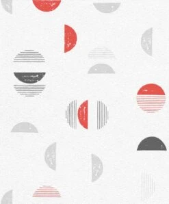 Tapete Vlies Rasch Halbkreise Prego Weiß Rot 500530