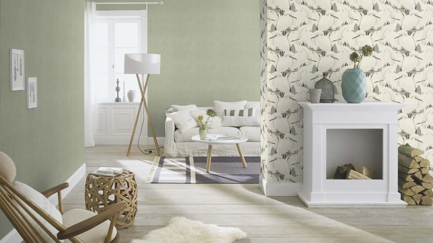 Tapete Vlies Rasch Uni Struktur Grau-grün 408171 3 Tapete Vlies Rasch Uni Struktur Grau-grün 408171 – Bild 3