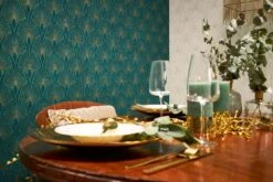 Tapete Vlies Retro Türkis Gold Metallic 37427-5 -Home Wallpaper Store Tapete Vlies Retro tuerkis gold Metallic 37427 5 63202546 1