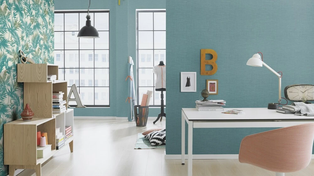 Tapete Vlies Uni Textilstruktur Türkis Rasch 700473 5 Tapete Vlies Uni Textilstruktur Türkis Rasch 700473 – Bild 5