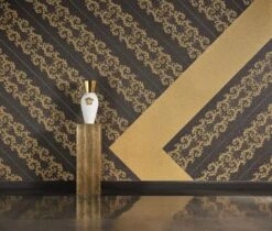 Versace Home Tapete Leinen Design Gold Glanz 96233-4 5 Versace Home Tapete Leinen Design Gold Glanz 96233-4 -Home Wallpaper Store Tapete Vlies Uni gold AS Creation Versace 96233 1