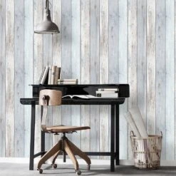 Tapete Vlies Vintage Holz-Optik Hellblau Grau 10200-10 -Home Wallpaper Store Tapete Vlies Vintage Holz Optik hellblau grau 10200 10 63209922