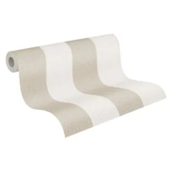 A.S. Creation Tapete Vlies Weiß Beige Streifen 37554-3 | 375543