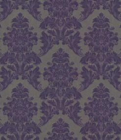 Textiltapete Ornament Floral Lila Grüngrau Glanz 086163