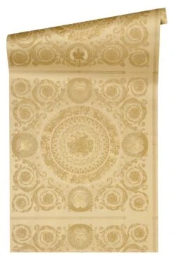 Versace Home Tapete Kacheln Beige Gold Metallic 370554 -Home Wallpaper Store Versace Home IV Vinyltapete Kacheln beige gold Metallic 370554 63200297 2