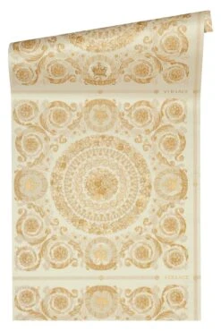 Versace Home Tapete Kacheln Creme Gold Metallic 370552 -Home Wallpaper Store Versace Home IV Vinyltapete Kacheln creme gold Metallic 370552 63200295 3