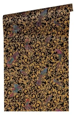 Versace Home Tapete Vögel Schwarz Gold Metallic 370531 -Home Wallpaper Store Versace Home Tapete Voegel schwarz gold Metallic 370531 63200289 1