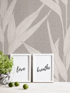 Vlies Tapete Blätter Dunkelgrau Hygge Livingwalls 36123-3