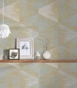 A.S. Creation Tapete Vlies Blau Gold Dreieck Vintage 383531 AS Geo Effect -Home Wallpaper Store Vliestapete AS Creation Blau Gold Dreiecke 383531 63212976 3
