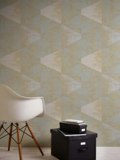 A.S. Creation Tapete Vlies Blau Gold Dreieck Vintage 383531 AS Geo Effect -Home Wallpaper Store Vliestapete AS Creation Blau Gold Dreiecke 383531 63212976 4