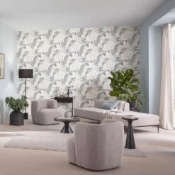 Vliestapete Elle Blattmuster Weiß Grün Beige 10332-07 -Home Wallpaper Store Vliestapete Elle Blaetter Weiss Gruen Beige 10332 07 63216402 5