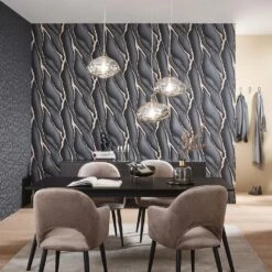 Vliestapete Elle Risse Effekt Schwarz Gold Metallic 10345-15