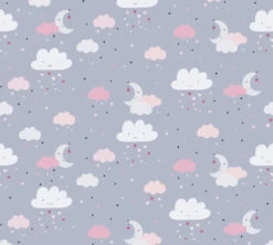 A.S. Creation Vliestapete Kinder Wolken Mond Sterne Grau Rosa 38125-1